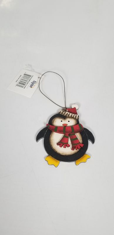 Photo 1 of  PENGUIN WOOD CHRISTMAS ORNAMENT NEW