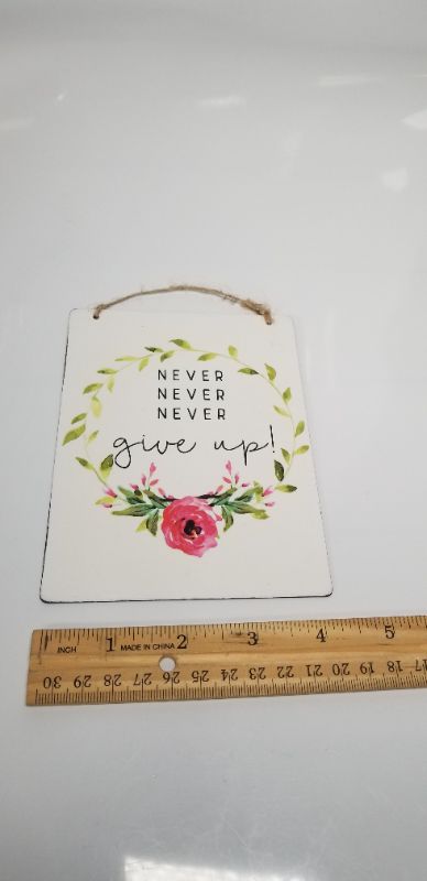 Photo 3 of "NEVER NEVER NEVER GIVE UP" METAL INSPIRATIONAL WALL PLAQUE DECOR NEW