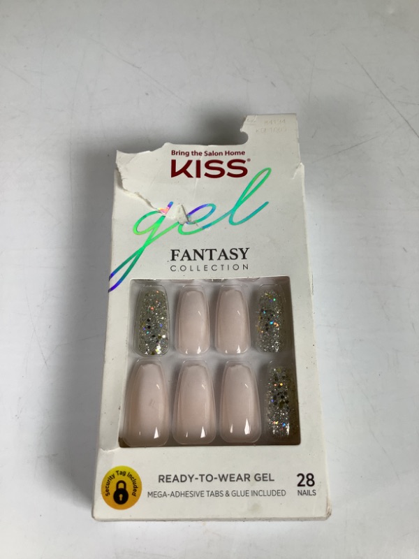 Photo 1 of KISS Gel Fantasy Ready-to-Wear Press-On/Glue-On Gel Nails, Style “In Your Eyes”, Long Length Gel Nail Kit with 24 Mega Adhesive Tabs, Pink Gel Glue, Manicure Stick, Mini File