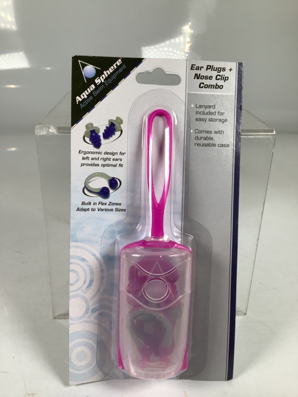 Photo 2 of Aqua Sphere Earplugs + Nose Clip Combo - pink/gray 