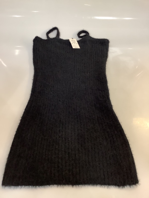 Photo 1 of BLACK FUZZY SPAGHETTI STRAP DRESS - SIZE 7/8 