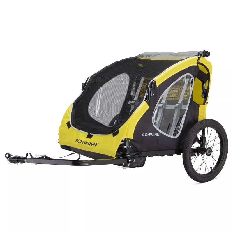 Photo 1 of Schwinn Prescott foldable bike trailer, 2 passengers, yellow