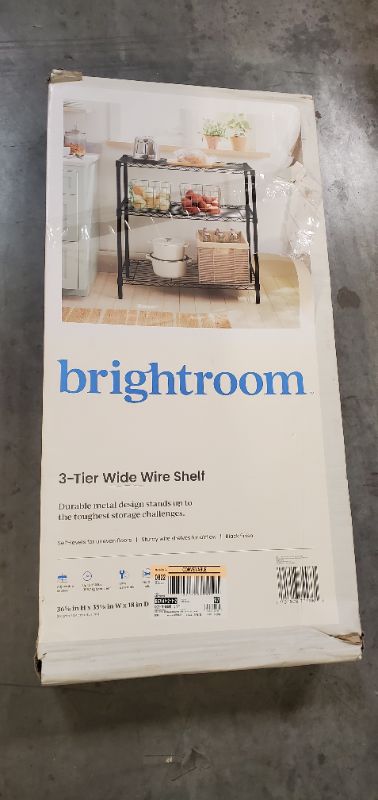 Photo 2 of 3 Tier Wide Wire Shelving Black - Brightroom