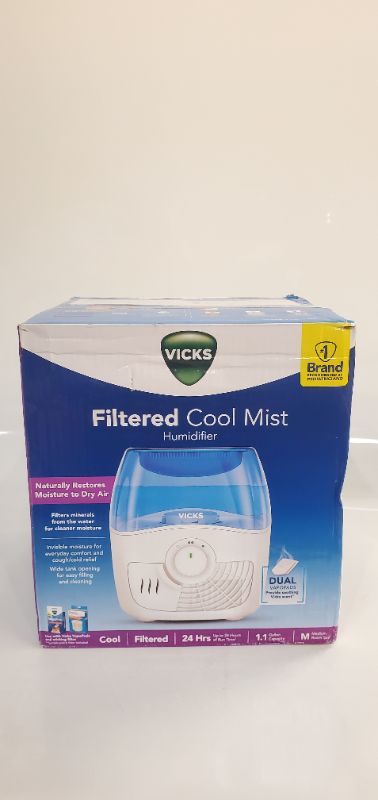 Photo 2 of Vicks Filtered Cool Mist Humidifier, Medium Room, 1.1 Gallon Tank - Humidifier for Baby and Kids Rooms, Bedrooms and More, Works with Vicks VapoPads