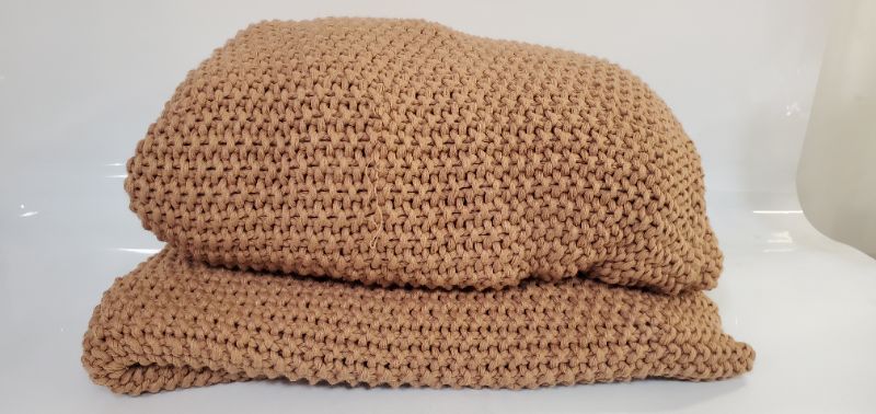 Photo 1 of King Chunky Knit Bed Blanket Warm Brown - Casaluna