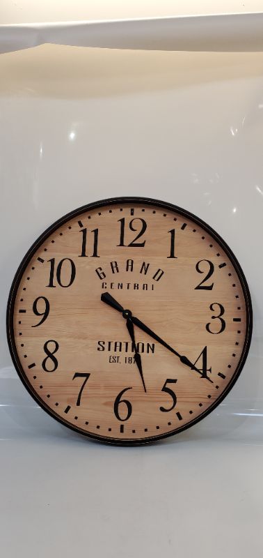 Photo 2 of 26" Grand Central Station Wall Clock Tan/Black - Threshold