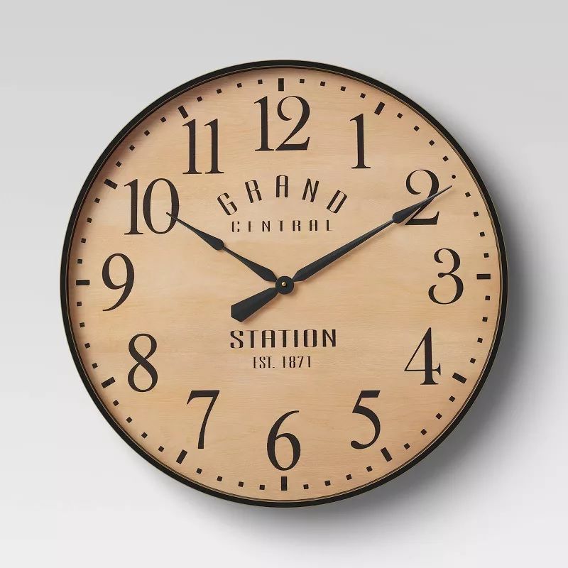 Photo 1 of 26" Grand Central Station Wall Clock Tan/Black - Threshold