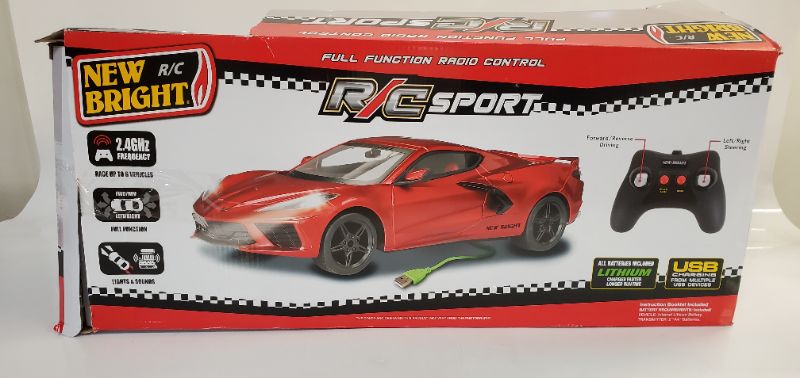 Photo 4 of New Bright (22") R/C Full Function USB Showcase Sportscar - Corvette C8 Torch Red