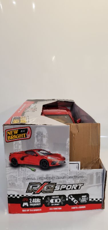 Photo 6 of New Bright (22") R/C Full Function USB Showcase Sportscar - Corvette C8 Torch Red