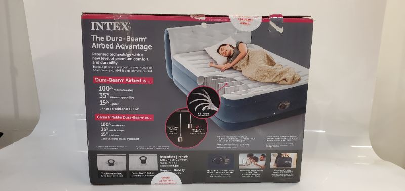 Photo 4 of Intex 18" Pillow Top Air Mattress with Electric Pump and Headboard - Queen Size
