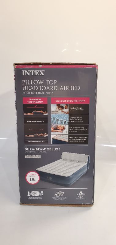 Photo 3 of Intex 18" Pillow Top Air Mattress with Electric Pump and Headboard - Queen Size