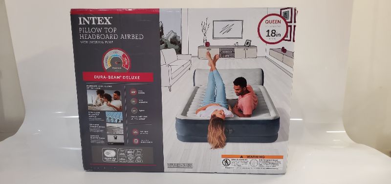 Photo 2 of Intex 18" Pillow Top Air Mattress with Electric Pump and Headboard - Queen Size