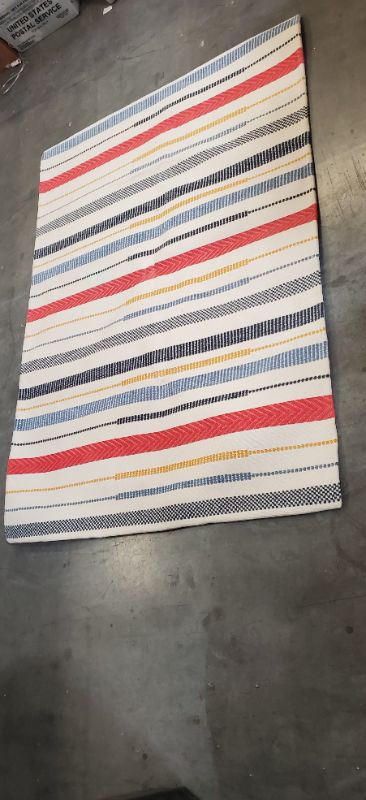 Photo 2 of PILLOWFORT RUG MULTICOLOR- STRIPED RUG -  4' X 5'6" 