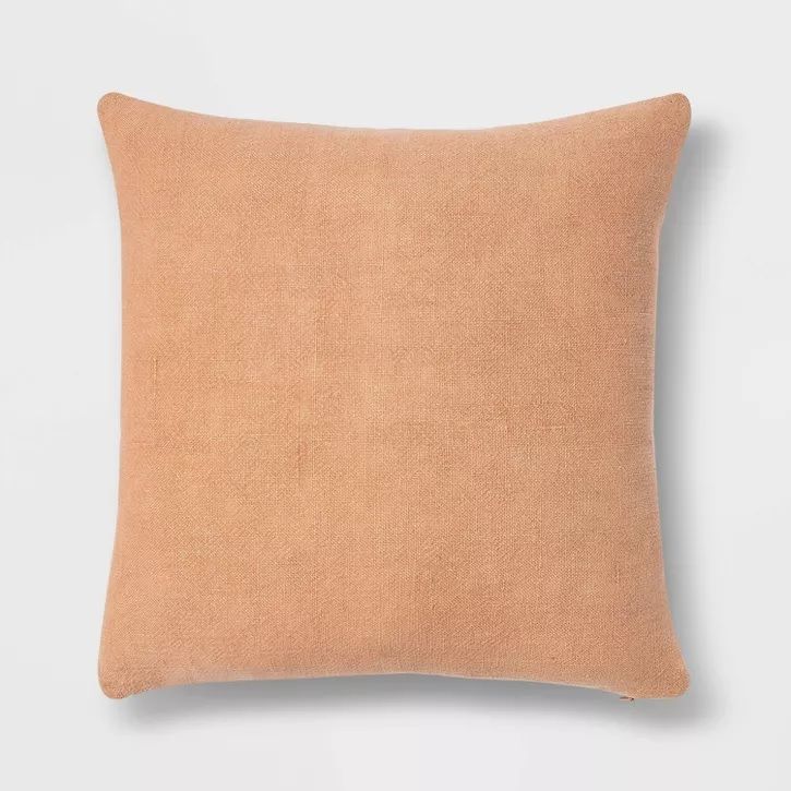 Photo 1 of Linen Square Throw Pillow Clay - Threshold - PEACH 