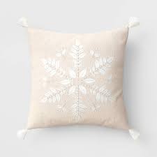 Photo 1 of SNOWFLAKE EMBROIDERED DECORATIVE TOSS PILLOW 18" X 18"