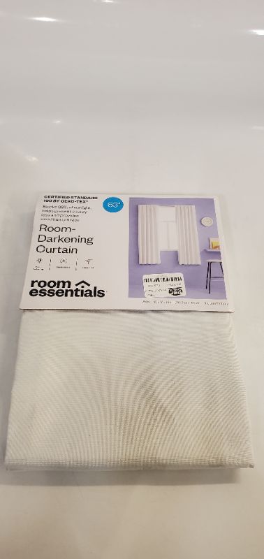 Photo 2 of Room Essentials Room-Darkening Rod Pocket Privacy Curtain Panel - White 42" x 63"