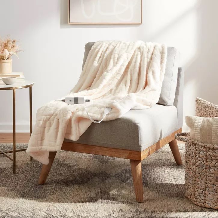 Photo 2 of Faux Fur Electric Throw Blanket - Threshold - IVORY - 50" X 60" 