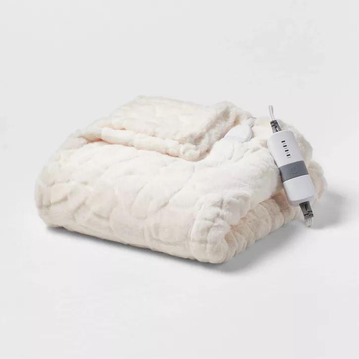 Photo 1 of Faux Fur Electric Throw Blanket - Threshold - IVORY - 50" X 60" 