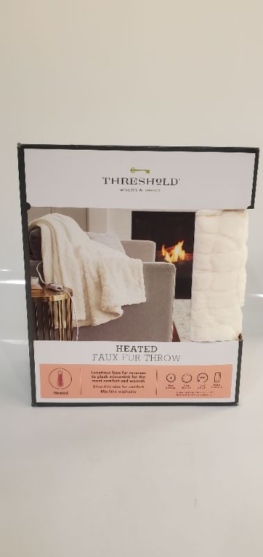 Photo 1 of Faux Fur Electric Throw Blanket - Threshold - IVORY - 50" X 60" 
