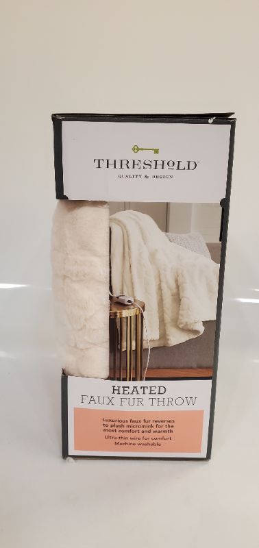 Photo 4 of Faux Fur Electric Throw Blanket - Threshold - IVORY - 50" X 60" 