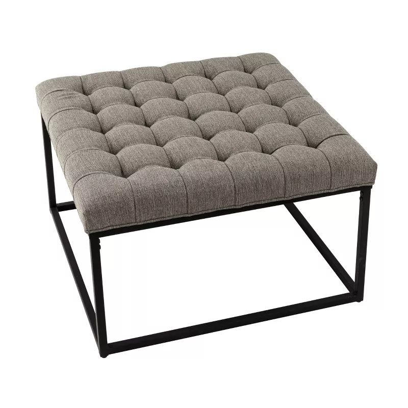 Photo 2 of SQUARE BUTTON TUFTED METAL OTTOMAN - GRAY - 28"