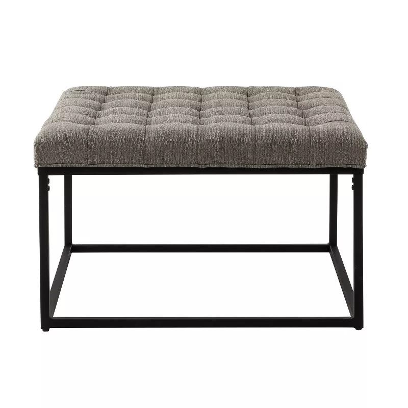 Photo 1 of SQUARE BUTTON TUFTED METAL OTTOMAN - GRAY - 28"