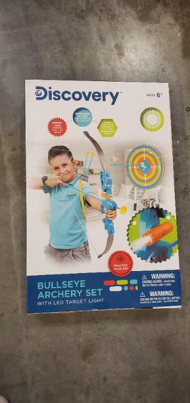 Photo 3 of Discovery Kids Bullseye Outdoor Archery Set with LED Target Light-Up Toy Night/Day Activity Includes 4 Arrows, Quiver with Strap, 1 Bow for Ages 6+ and Older