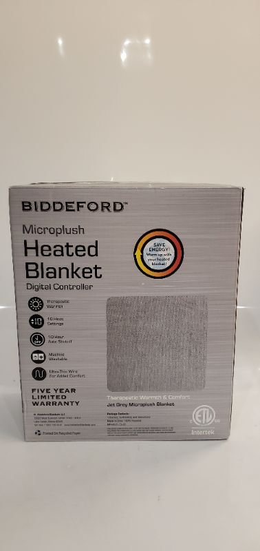 Photo 3 of BIDDEFORD MICROPLUSH HEATED BLANKET TWIN - GRAY 