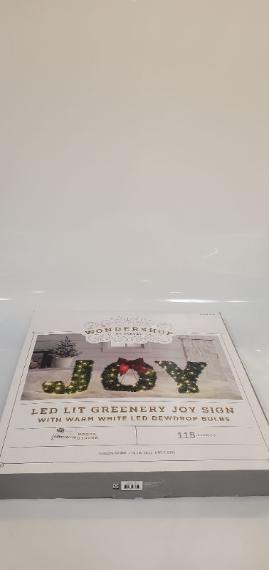 Photo 4 of WONDERSHOP- JOY - LED LIT GREENERY JOY SIGN- 19" TALL  