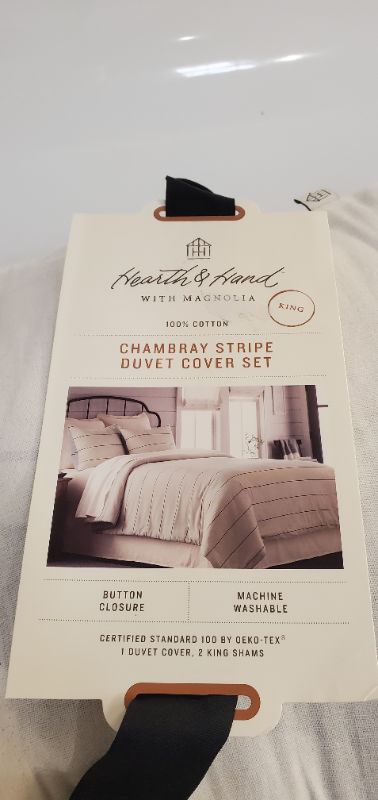 Photo 2 of HEARTH & HAND WITH MAGNOLIA CHAMBRAY STRIPE DUVET COVER SET - KING 