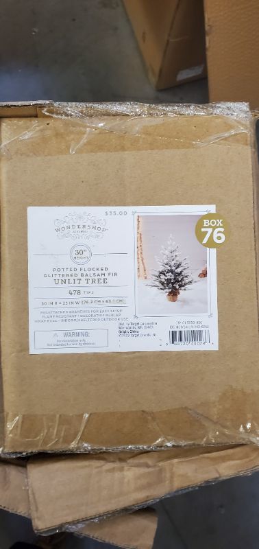 Photo 2 of 2.5ft Unlit Flocked Glittered Balsam Fir Potted Artificial Christmas Tree - Wondershop