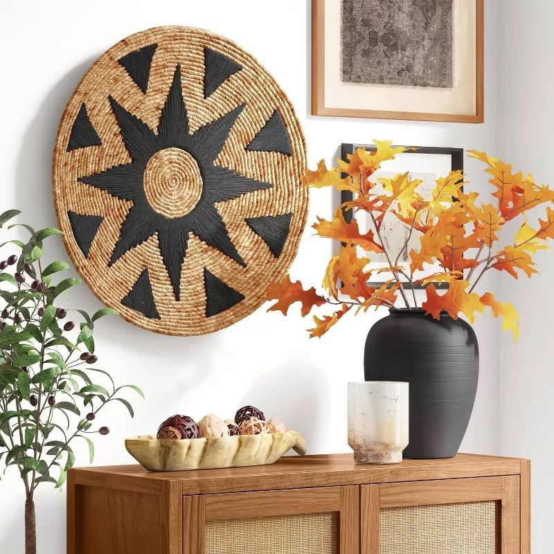 Photo 2 of Round Banana Bark Wall Sculptures - Threshold -  3 Inches (H) x 24 Inches (W) x 24 Inches (D)