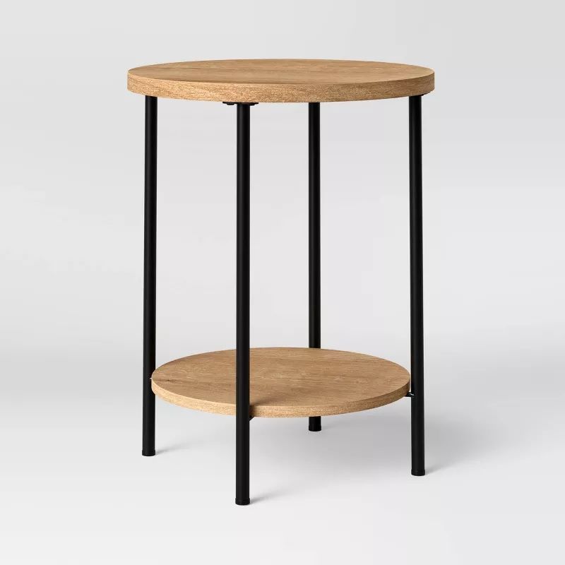 Photo 1 of Wood and Metal Round End Table - Room Essentials