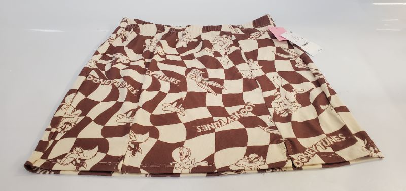 Photo 1 of BROWN/TAN LOONEY TUNES MINI SKIRT - SIZE S 