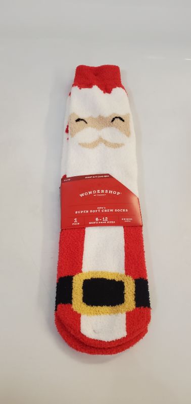 Photo 1 of WONDERSHOP - SANTA MENS SUPER SOFT CREW SOCKS SIZE 6-12 - 1 PAIR 
