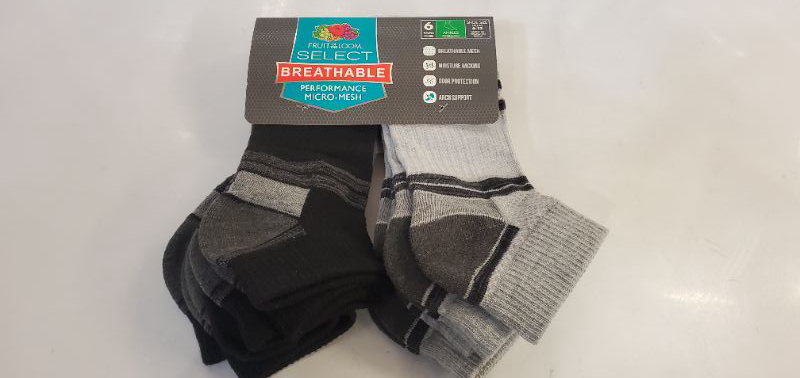 Photo 2 of Fruit of the Loom Men's 6pk Breathable Performance Ankle Socks - 6-12