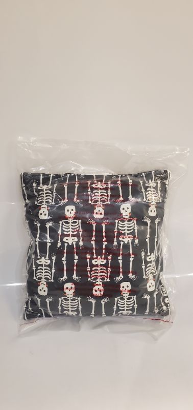 Photo 1 of SKELETON DECORATIVE HALLOWEEN THROW PILLOW - 16" X 16" - BLACK 