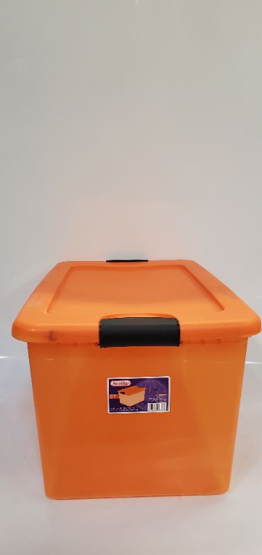 Photo 1 of Sterilite  64 qt. Latching Storage Box Orange