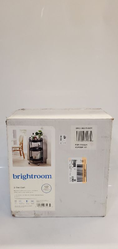 Photo 1 of 3 Tier Round Metal Utility Cart Black - Brightroom 
