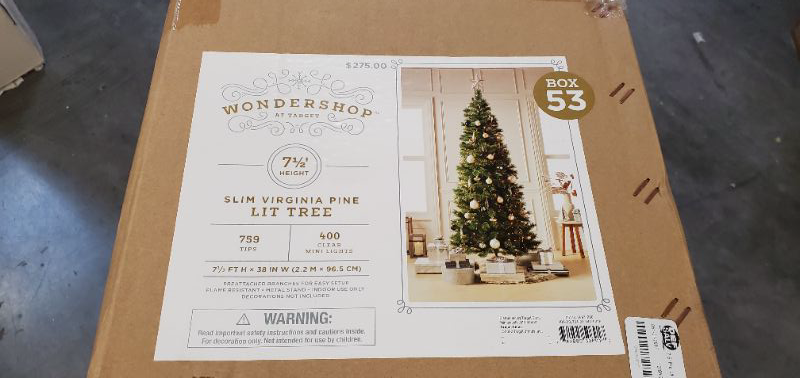 Photo 2 of 7.5ft Pre-lit Artificial Christmas Tree Slim Virginia Pine with Clear Lights - Wondershop