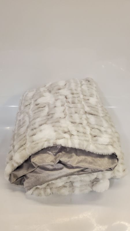 Photo 3 of Threshold - Fuzzy Gray Reversible Throw Blanket - 55" x 80" 