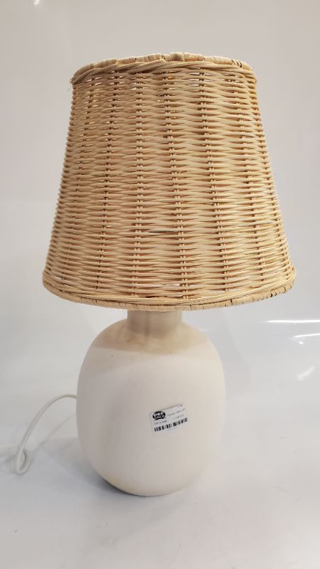 Photo 6 of Ceramic Table Lamp with Rattan Shade White - Threshold designed with Studio McGee