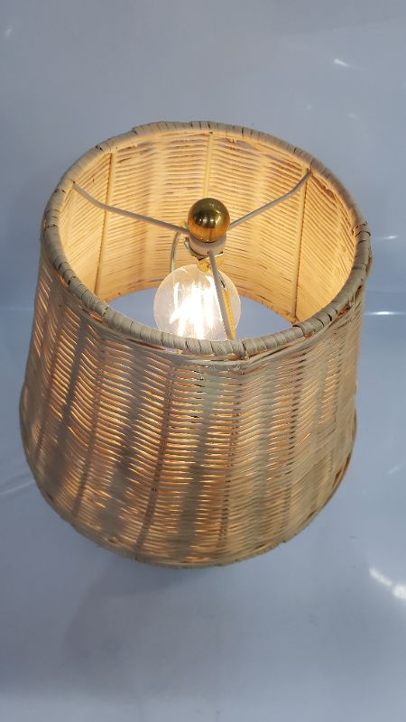 Photo 4 of Ceramic Table Lamp with Rattan Shade White - Threshold designed with Studio McGee