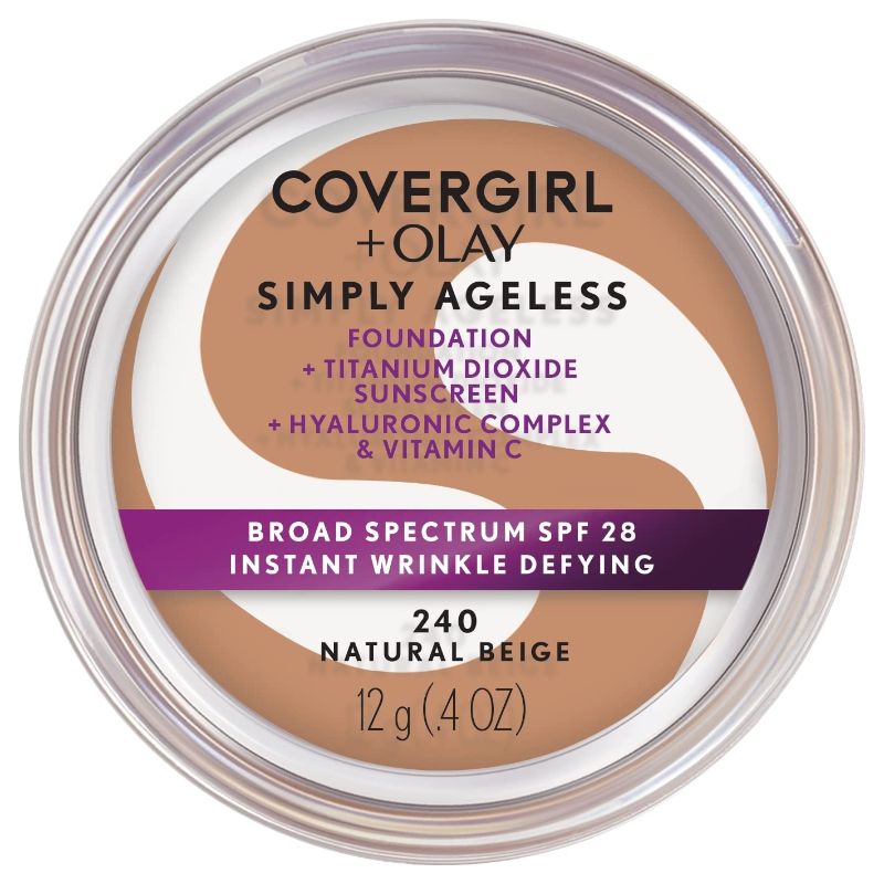 Photo 1 of COVERGIRL + OLAY Simply Ageless Base de maquillaje instantánea que desafía las arrugas, beige natural