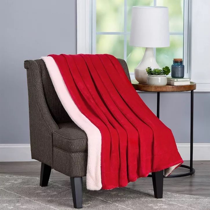 Photo 1 of Oversized Polyester Fleece Sherpa Throw Blanket