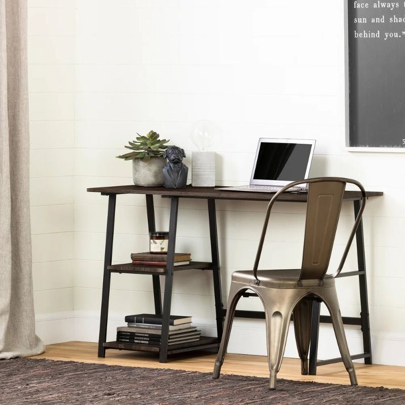 Photo 1 of South Shore Evane Industrial 2-shelf Storage Desk - cracked fall oak