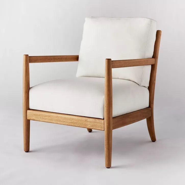 Photo 1 of Park Valley Ladder Back Wood Arm Accent Chair - Threshold designed with Studio McGee