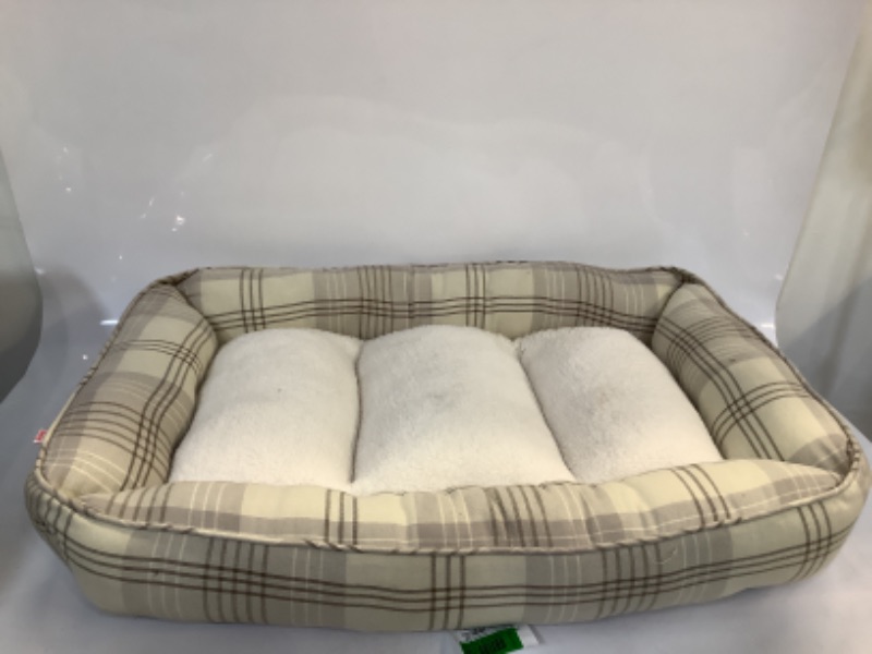 Photo 2 of Orthopedic Plaid Flannel Cuddler Dog Bed - Cream/Brown - Boots & Barkley Size L