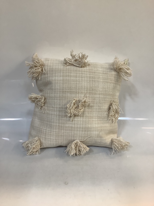 Photo 2 of Euro Woven Textured Decorative Throw Pillow With Tassels Cream/Neutral - Opalhouse
