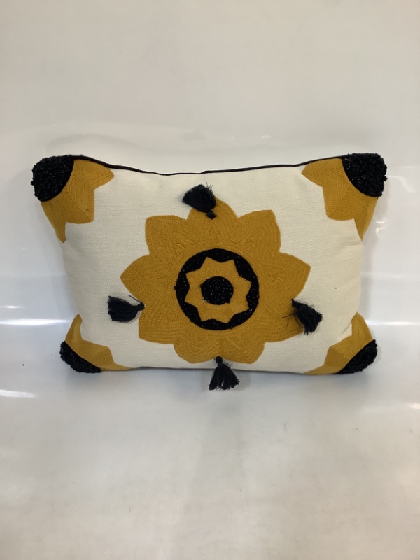 Photo 2 of Embroidered Sun Lumbar Throw Pillow Cream/Gold - Opalhouse designed with Jungalow